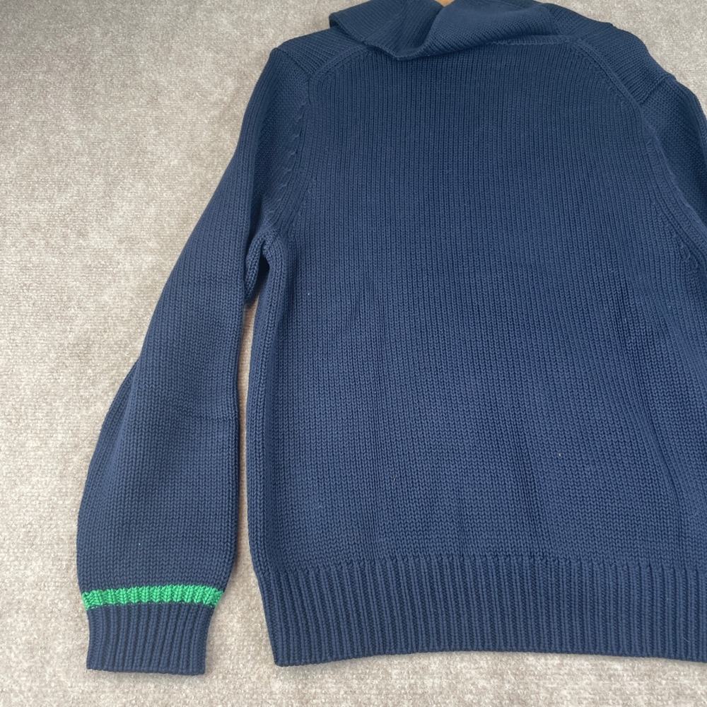 Brooks Brothers Blue Green Stripe Shawl Collar Cardigan Sweater M Supima Cotton - Picture 14 of 16